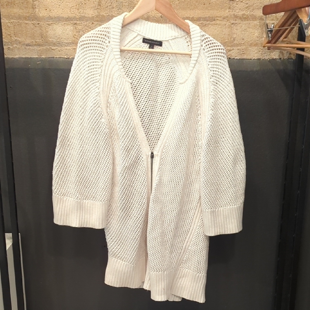 Women's White Open-Knit Sweater